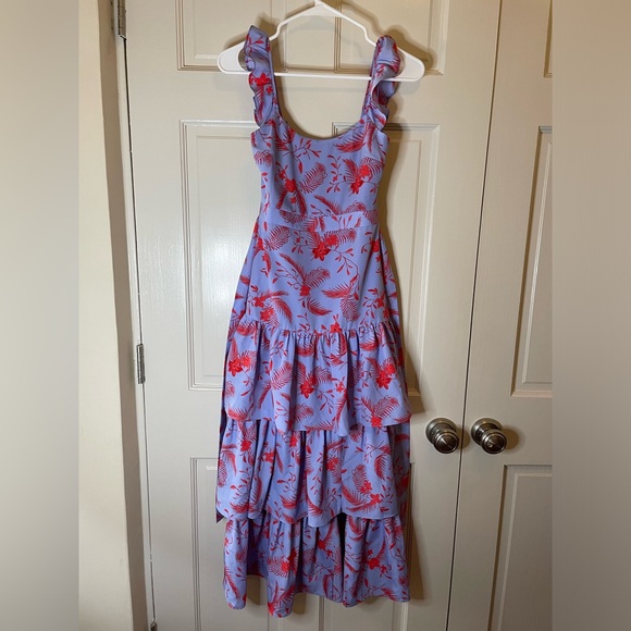 Likely Juno Floral Tiered Midi Dress in Periwinkle size 00 - Picture 6 of 10